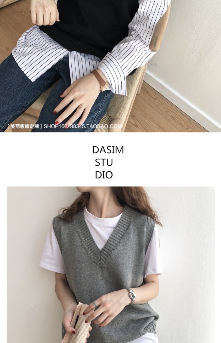 Mùa thu và mùa đông phiên bản Hàn Quốc của thời trang hoang dã V-cổ lỏng cotton dòng đầu vest vest vest sang trọng áo len nữ quần áo nữ mùa hè đẹp