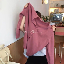 2019 new autumn and winter chic sweet bean chic red V collar 100 hitch long sleeve knit cardiovert sweater coat woman