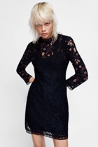 ZZZ Home Heavy industry contour lace dress Dark ink blue