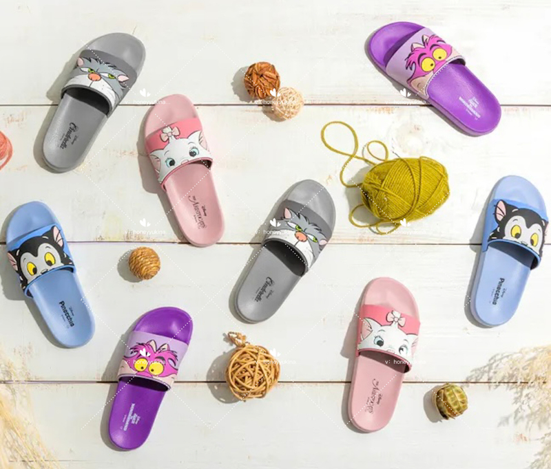 Japan Disney Lucifer Figaro Cheshire Cat Mary Cat Summer Non-Slip Slippers Short-Sleeved T-Shirt