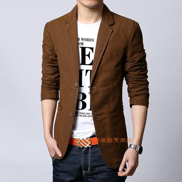 Mùa xuân và mùa thu 2019 mới phù hợp với phiên bản nhỏ của nam giới của bộ đồ tự kinh doanh phù hợp với phiên bản tiếng Hàn của bộ đồ nhỏ cho nam áo khoác cỡ lớn - Cao bồi phong cách vintage nam