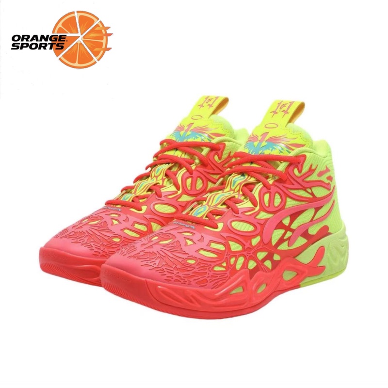 (Lamelo Ball Same Style) Puma Mb.04 Mid-Top Basketball Shoes for Men, Red and Yellow