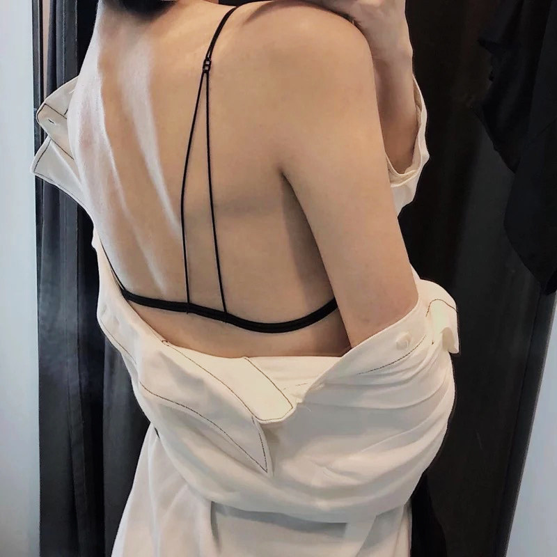 Sexy French back underwear front buckle without steel ring invisible thin sling bra ultra-thin triangle cup backless bra women