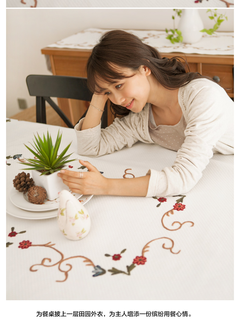 phong cách mục vụ vải cotton thêu khăn trải bàn khăn trải bàn hình chữ nhật nước Mỹ vải nhỏ gọn bàn cà phê hiện đại bảng vải - Khăn trải bàn khăn trải bàn hội nghị đẹp