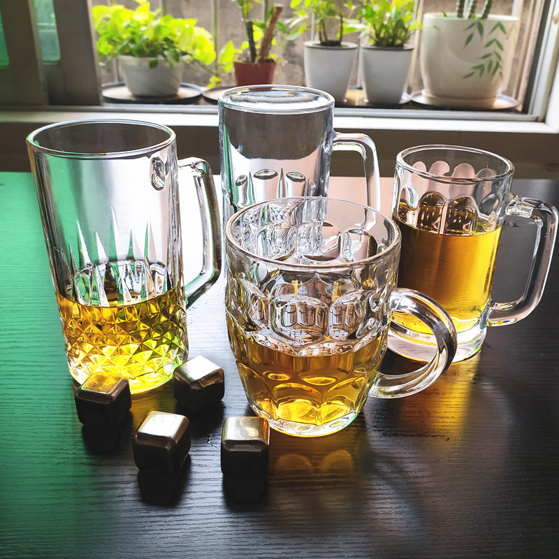 Thickened Glass Beer Cup Zale Cup Pineapple cup with handle fine winemaking bar Personality Oversize Custom Logo