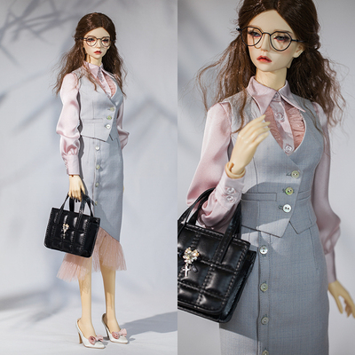 taobao agent Bjd baby clothing 1/3 & big girl [custom -made] light gray sister commute three -piece set