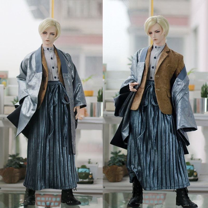 BJD baby clothes SD17 Uncle ID Chinese style mix and match suit paired coat skirt suit blue