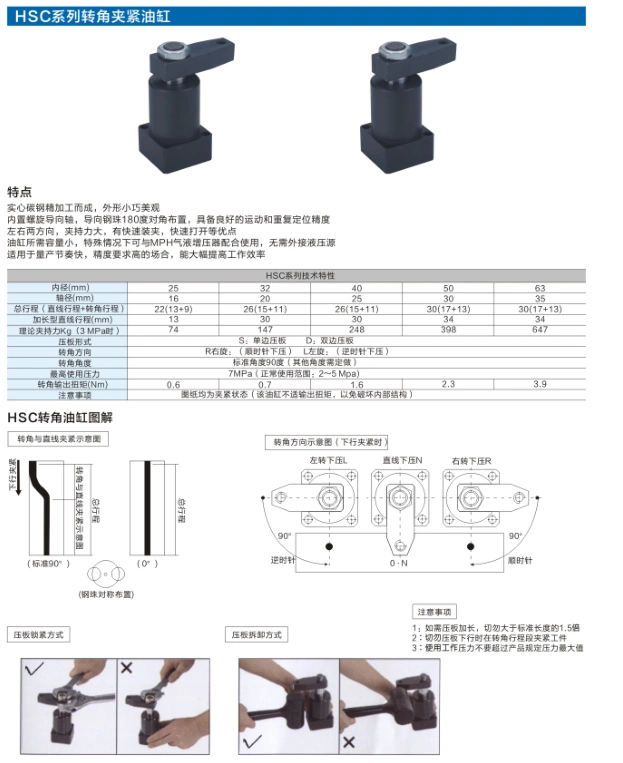 Xi lanh góc thủy lực HSL HSC25 32 40 50 63X90SR Dụng cụ cố định RS HNS xoay 0-180 tính lực ép xi lanh thủy lực giá xi lanh thủy lực mini