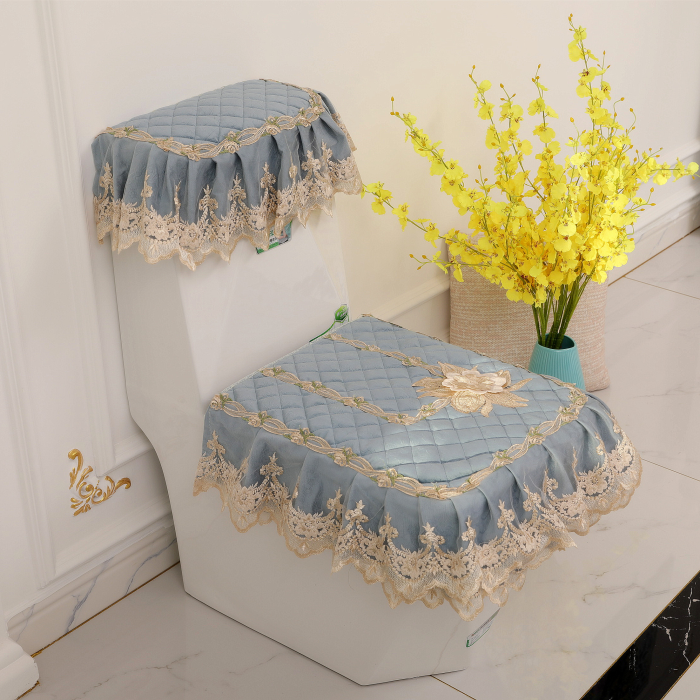 Square toilet three-piece cushion winter zipper toilet hot ring household square toilet cover four seasons universal