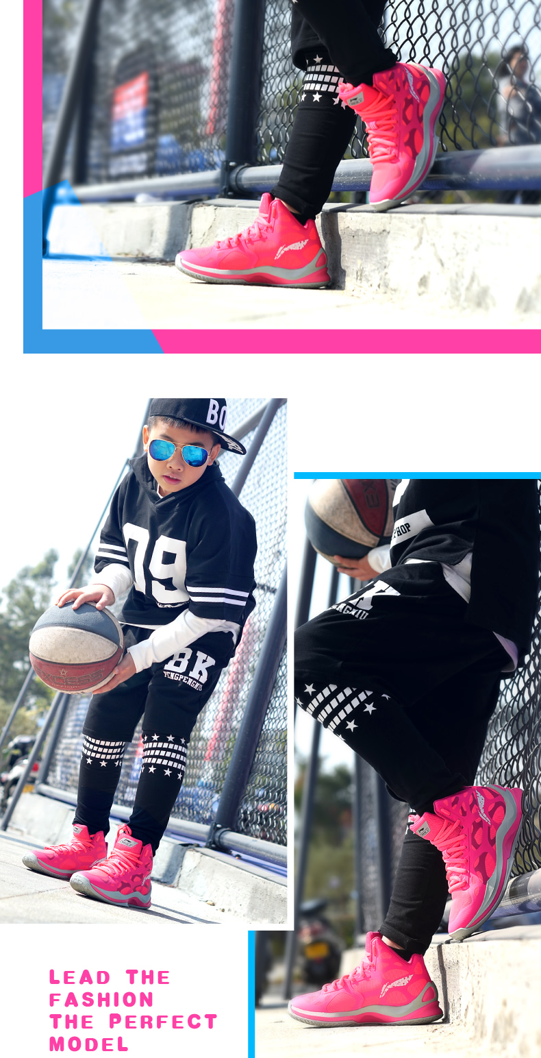 Li Ning trẻ em giày nam giày bóng rổ mùa hè mới cao để giúp trẻ em lớn sinh viên giày thể thao trẻ em giày cạnh tranh chuyên nghiệp giày bóng rổ lining