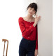 French retro Palace style square collar exposed collarbone puff sleeve top style Korean-long-sleeved shirt loose shirt for women autumn