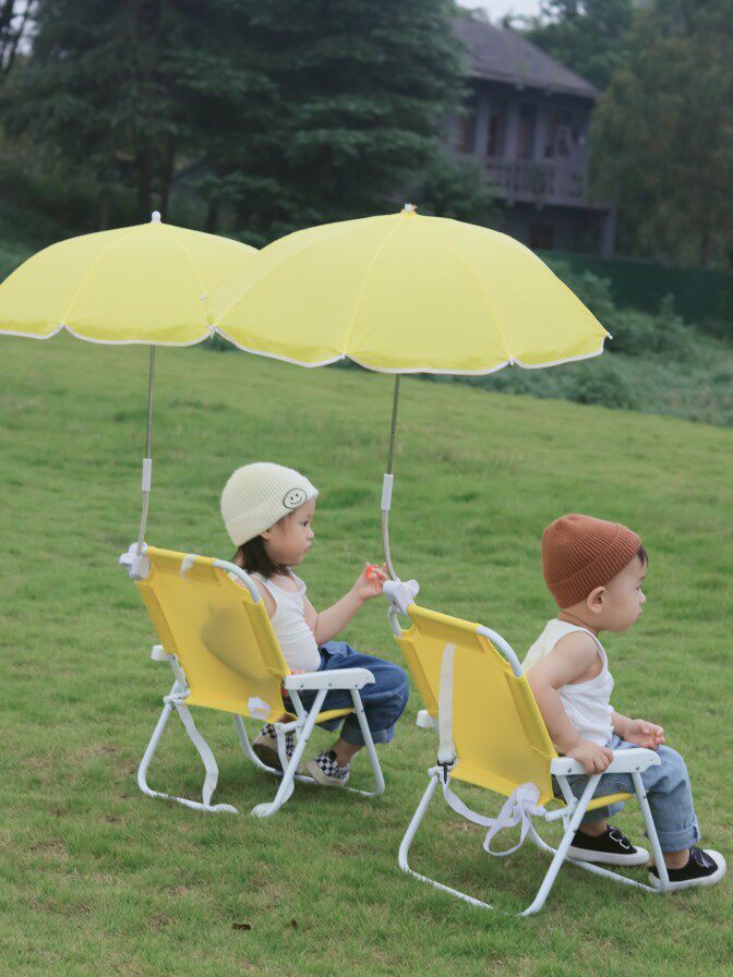 ins Korean baby beach sun-shading folding chair children seaside with umbrella outdoor leisure portable sun protection chair