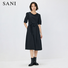 SANI Women's Fashion Mall Same Style Slim Small Black Dress High Grade Elegance Waist Closing Casual Black Dress