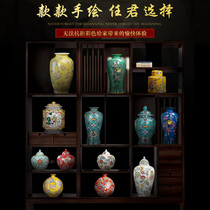 New Chinese ceramics Modern pastel hand-painted living room ornaments Jingdezhen vase Bogu frame Entrance decorator Gift