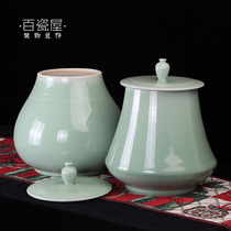 Nordic green solid color ceramic storage jar Creative Kitchen food snacks Storage Jar Ornaments