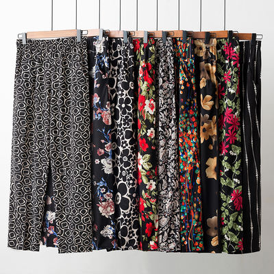 Fat mom Spring and summer plate-size women's pants high-waisted and slimming printed nine-inch pants add weight and size, 200 pounds loose and slimming