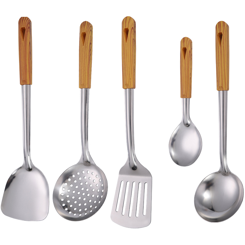 Stainless Steel Anti-Scald Handle Spatula, Soup Spoon, Colander, Cooking Spatula, Rice Spoon, Kitchen Utensil Set, Kitchen Household Frying Spatula, Thickened