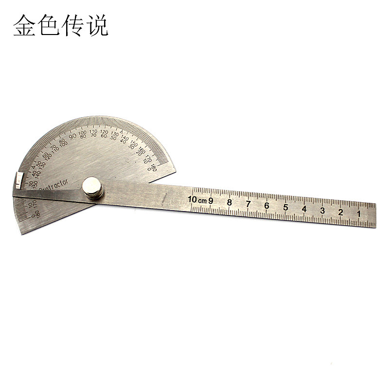 Линейка для черчения 不锈钢量角器100mm diy木工工具测量仪180°角度规  多功能角度尺 Golden legend