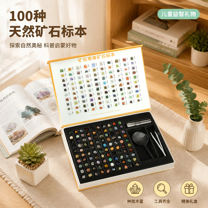 100 Kinds of Natural Mineral Crystal and Jade Specimen Gift Boxes, Children's Science Educational Toys, Birthday Gifts for Primary School Students 100 Kinds of Natural Mineral Crystal and Jade Specimen Gift Boxes, Children's Science Educational Toys, Birthday Gifts for Primary School Students