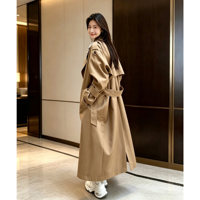 Tall Women's Extra-Long Trench Coat, 2026 Spring and Autumn New Style, High-End, Super Popular, Long Coat That Reaches the Ankles Tall Women's Extra-Long Trench Coat, 2026 Spring and Autumn New Style, High-End, Super Popular, Long Coat That Reaches the Ankles