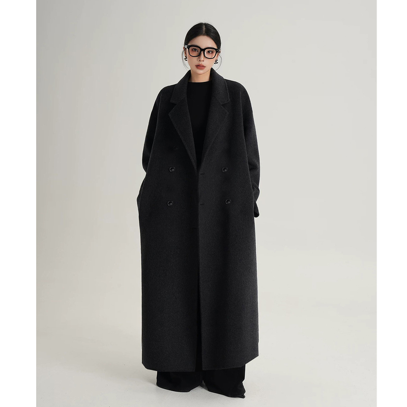Tall Women's Extra-Long Double-Sided Cashmere Coat 2026 Autumn and Winter Ankle-Length High-End Woolen Overcoat