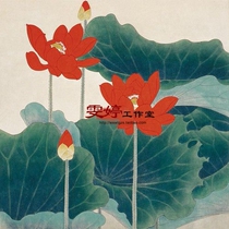 Gongbi painting White sketch Physical white paper background draft Flower and bird line drawing Chinese painting draft Lotus lotus pond painting homework painting