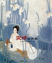 Gongbi painting White sketch background painting Industry Calligraphy Lady figure white sketch flower and bird painting Character painting