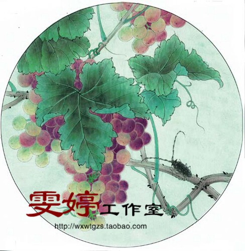 The work stroke white sketch manuscript-slapped face round face small pint grapes the bull country painting * draw *