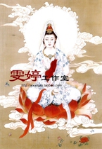 Gongbi painting character Guanyin Fairy White drawing line drawing background Feng Shui painting Flower and bird painting Chinese painting Calligraphy and painting homework painting*