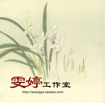 Meticulous painting white drawing draft orchid flower and bird painting Chinese painting painting character customization
