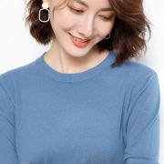 phụ nữ Round-ring áo len cashmere của ngắn lỏng lớn mã dệt kim đáy mùa thu / mùa đông Hàn Quốc phiên bản của cơ thể màu rắn xây dựng áo len dày