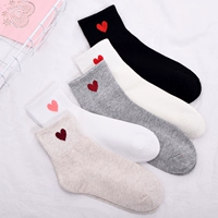 Vớ tình yêu Nhật Bản ulzzang Harajuku trong ống nữ vớ sinh viên thể thao cotton trái tim xu hướng tất ngắn cổ