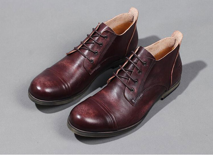 Da retro nguyên bản Anh giày cao hàng đầu xu hướng tròn đầu thoáng khí hoang dã làm bằng tay giày cổ điển nam - Giay cao giày sneaker nike