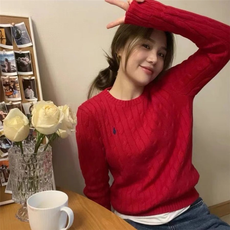 Women's Round Neck Thick Sweater, Loose Fit, Plus Size, Casual Trendy Knit Wool Sweater, Gray Cable Knit