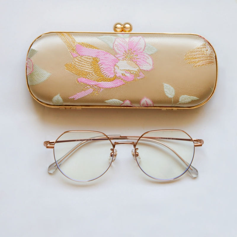 Chinese-Style Retro Brocade Artistic Myopia Glasses Case Storage Women's Portable Case Cosmetic Bag Linglian Original