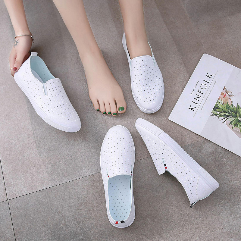 2026 Summer New Versatile Thin White Women's Shoes Summer Hot-Selling Single Shoes Flat Slip-On Lazy White Shoes