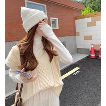Slewder knitted vest female vest autumn and winter new loose lazy wind white sweater wears sleeveless and shoulder-wearing