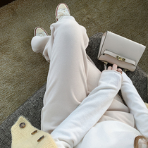 Mei white core core leg pants thick autumn and winter high waist tug trousers loose and lean straight tube casual pants