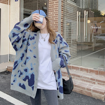 Lazy wind BAO WEN sweater coat spring and autumn loose wearing long V collar knitted sweater
