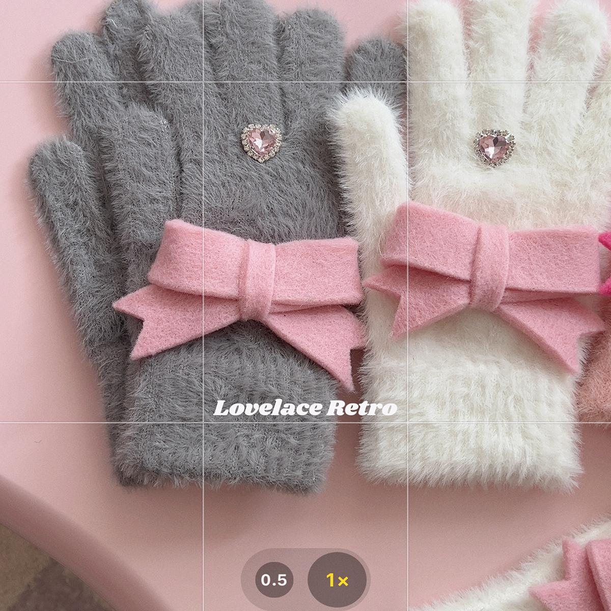 Special Offer/September Dream Girlish Bow Gloves Warm Best Friend Set