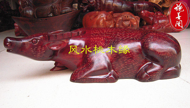 Iron Pear Wood Sleeping Bull Swing Piece Home Living Room Bedroom Office Desktop Wine Locker shop Opening wood Carved Ornament Furnishing-Taobao