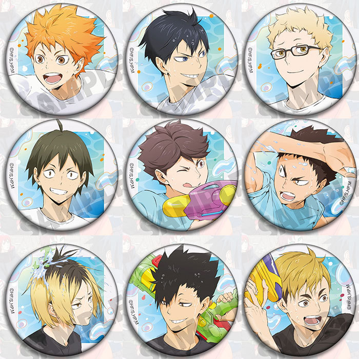 Haikyuu!! Summer Water Battle Anime Merchandise Badge Pin Crest Hinata Shoyo Tsukishima Kirishima Kenma Haikyuu!! Summer Water Battle Anime Merchandise Badge Pin Crest Hinata Shoyo Tsukishima Kirishima Kenma