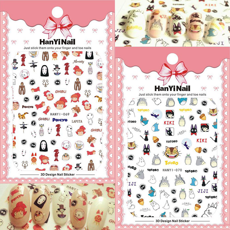 Manicure Miyazaki Hayao Cartoon Series Animation Adhesive Stickers Totoro Goldfish Ji Spirited Away Ultra-Thin Nail Stickers