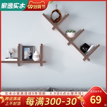 Jiayi solid wood V-shaped shelf living room TV wall shelf bedroom wall hanging bookshelf wall partition