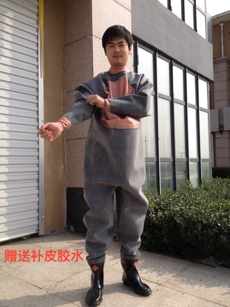 Thickened Tianzheng Boots 110 Silk Black High Glue Thickened Glue Full Body Water Pants Waterproof Pants with Leather Fork Supplement