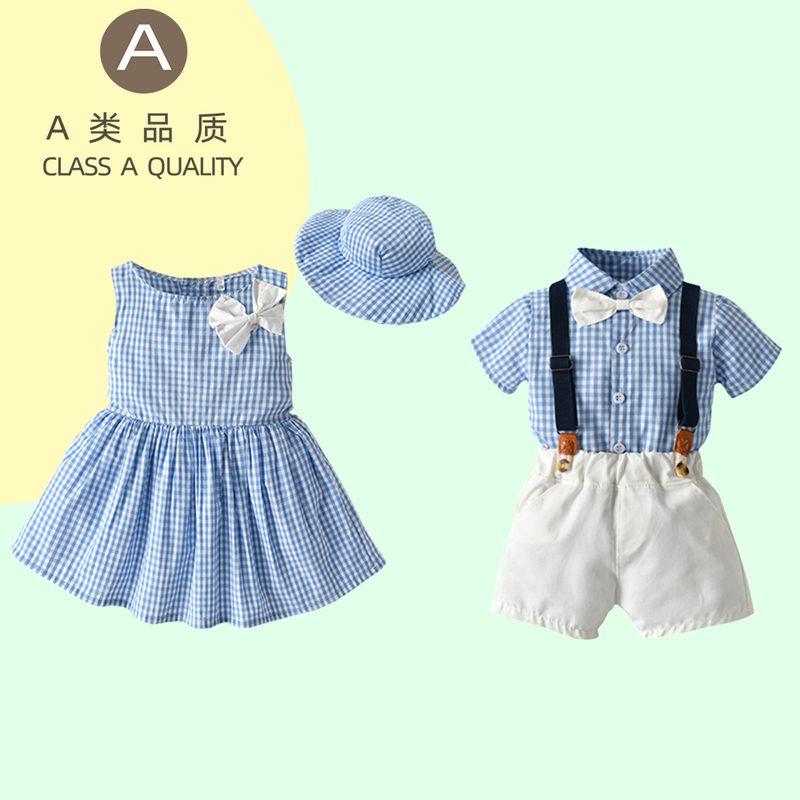 Twin Baby Cotton Gauze Comfortable Set, Twin Summer Clothes for Boys and Girls, Nordic Style Sibling Outfits, Outing Clothes Twin Baby Cotton Gauze Comfortable Set, Twin Summer Clothes for Boys and Girls, Nordic Style Sibling Outfits, Outing Clothes