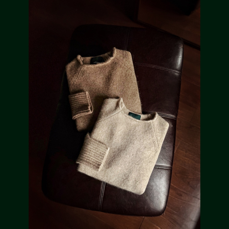 [Luxurious Alpaca & Yak Wool] Artigiani Italian Neapolitan Godfather Thick Warm Crew Neck Sweater