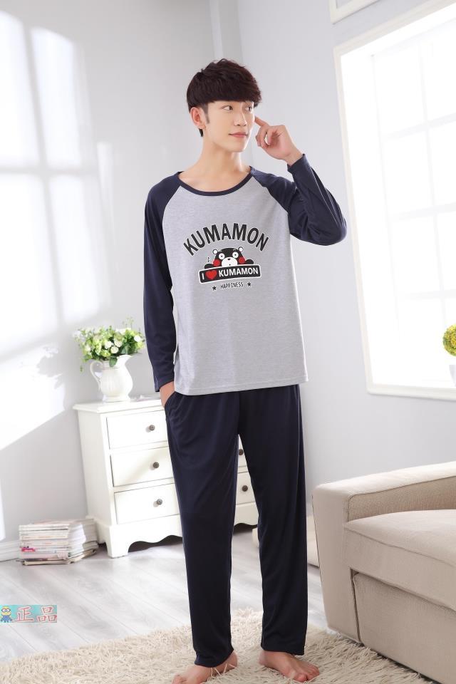 Đồ ngủ tuổi teen nam dài tay cotton mùa xuân và mùa thu học sinh trung học cơ sở trẻ em lớn phim hoạt hình mùa hè 12-18 tuổi phòng máy lạnh mỏng đồ ngủ nam