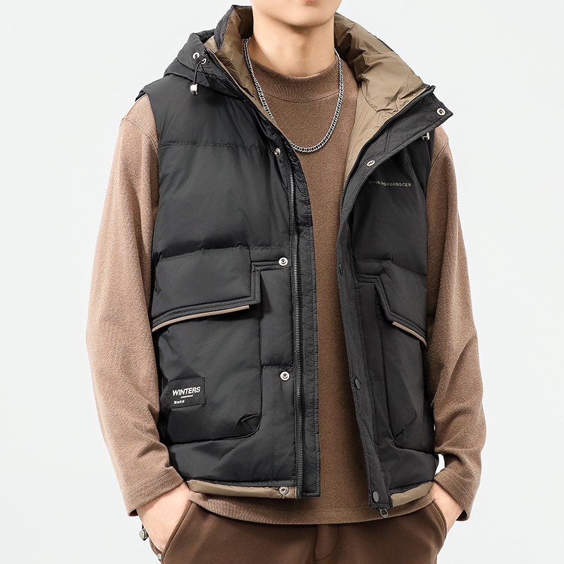 Cnc Stand-Up Collar Workwear down Vest Men's Vest Jacket Autumn and Winter Korean Style Hooded Sleeveless Jacket Trendy Cnc Stand-Up Collar Workwear down Vest Men's Vest Jacket Autumn and Winter Korean Style Hooded Sleeveless Jacket Trendy