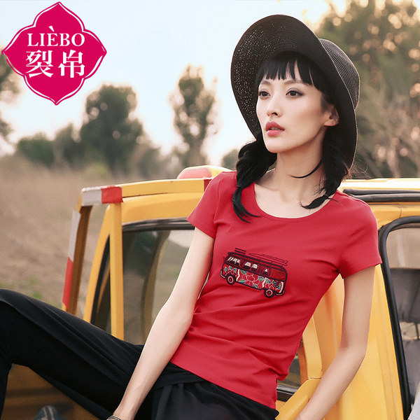 裂帛 18年夏季新款 刺绣女式圆领T恤 天猫优惠券折后￥69.8包邮（￥99.8-30​）4色可选